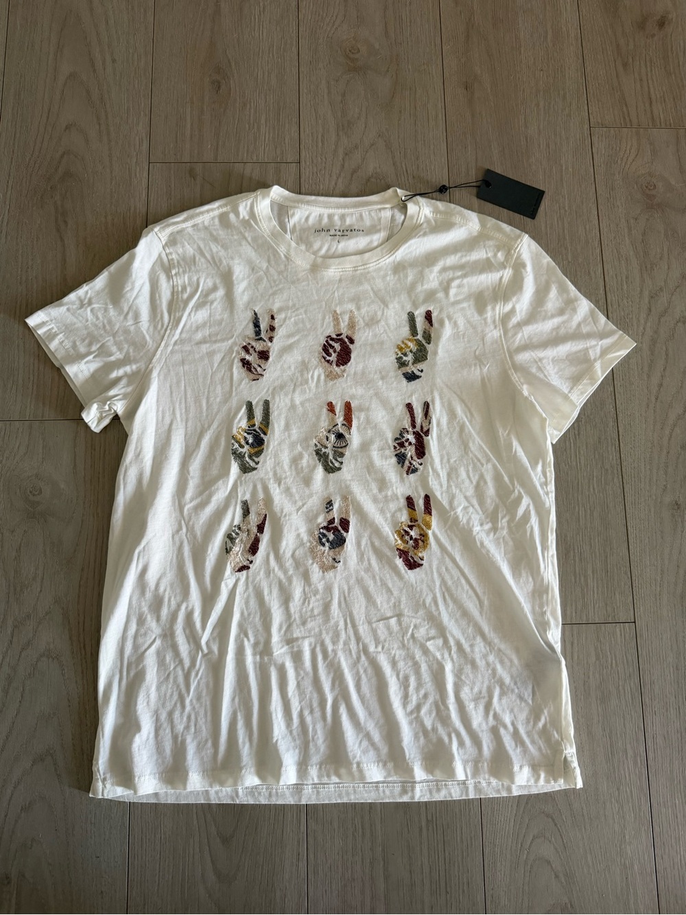 Nordstrom White Short-Sleeve Graphic Peace Sign Tee